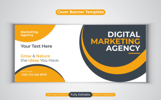 New Digital Marketing Agency vector Template Design For Facebook Cover Banner