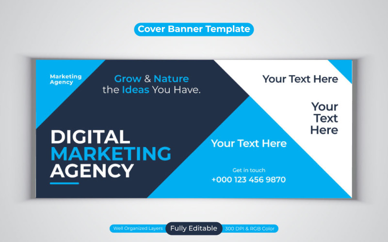 Creative New Professional Digital Marketing Agency Vector Template Design For Facebook Cover Banner Social Media