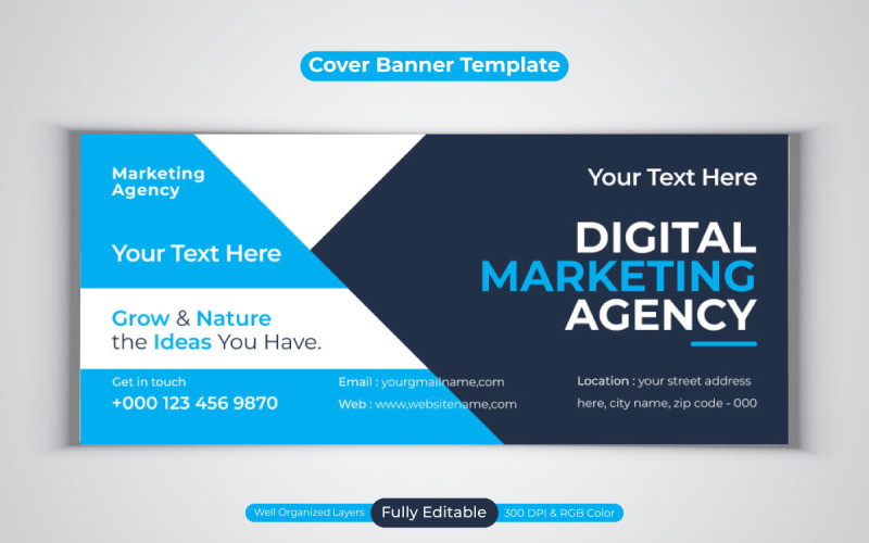 Creative Professional Digital Marketing Agency Vector Template For Facebook Cover Banner Social Media