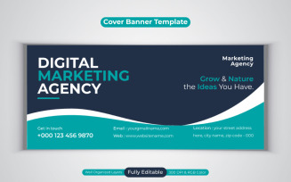 New Digital Marketing Agency Social Media Banner For Facebook Cover Design Template