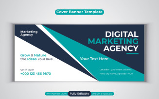 New Digital Marketing Agency Social Media For Facebook Cover Design Template