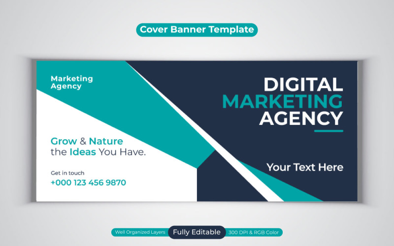 New Digital Marketing Agency Social Media Vector Banner For Facebook Cover Design Template