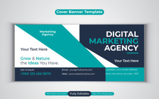 New Digital Marketing Agency Social Media Vector Banner For Facebook Cover Design