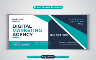 New Digital Marketing Agency Social Media Vector Banner For Facebook Cover Template Design