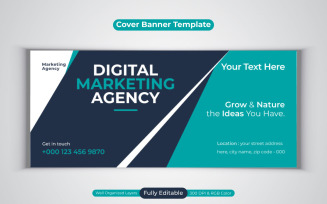 New Digital Marketing Agency Social Media Vector Banner Template For Facebook Cover