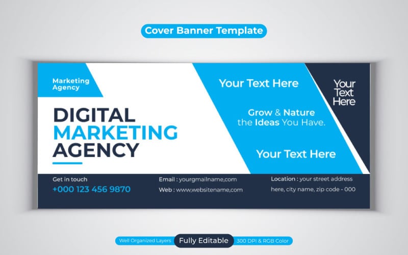 New Professional Digital Marketing Agency Facebook Cover Banner Design Template Social Media