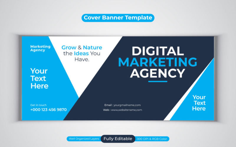 New Professional Digital Marketing Agency Facebook Cover Banner Template Design Social Media