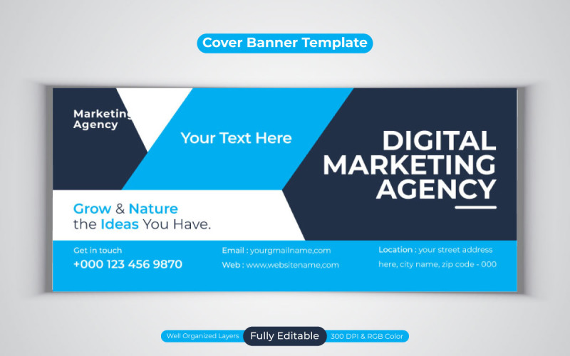 New Professional Digital Marketing Agency Facebook Cover Banner Template Social Media