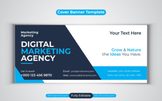 New Professional Digital Marketing Agency Facebook Cover Vector Banner Template