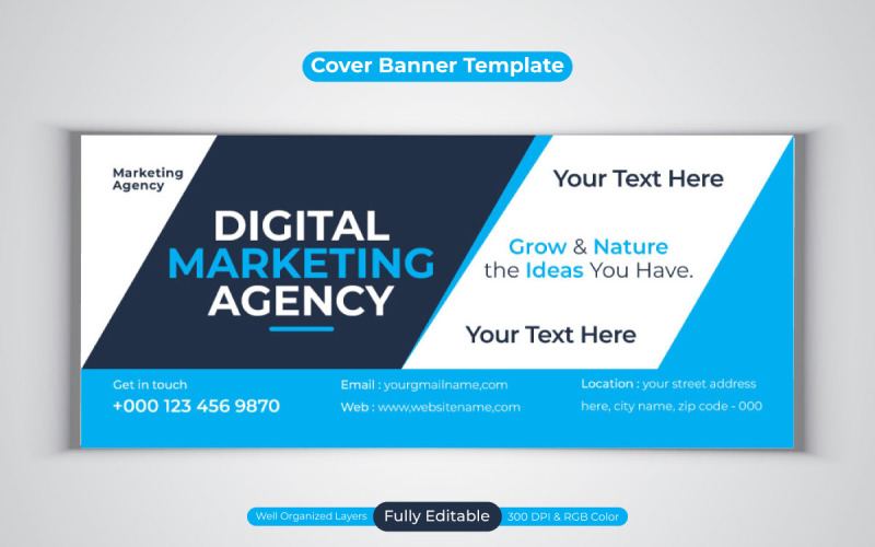 New Professional Digital Marketing Agency For Facebook Cover Banner Template Social Media
