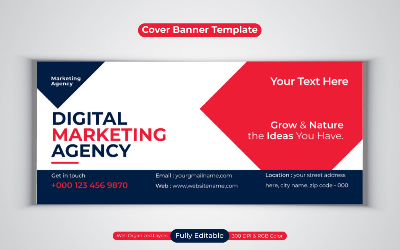 New Professional Digital Marketing Agency Social Media Banner Design For Facebook Cover Template