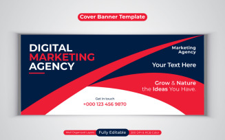 New Professional Digital Marketing Agency Social Media Banner For Facebook Cover Design Template