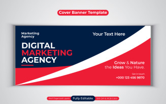 New Professional Digital Marketing Agency Social Media Banner For Facebook Cover Template