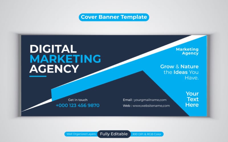 New Professional Digital Marketing Agency Template Design For Facebook Cover Vector Banner Design Social Media