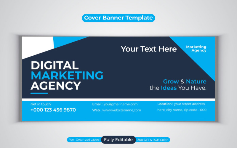 new Professional Digital Marketing Agency Template Design For Facebook Cover Vector Banner Template Social Media
