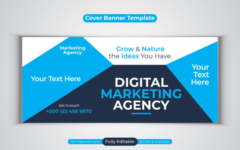 New Professional Digital Marketing Agency Vector Template Design For Facebook Cover Banner Social Media