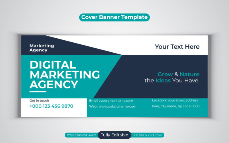 Professional Corporate Digital Marketing Agency Facebook Cover Banner Template Social Media
