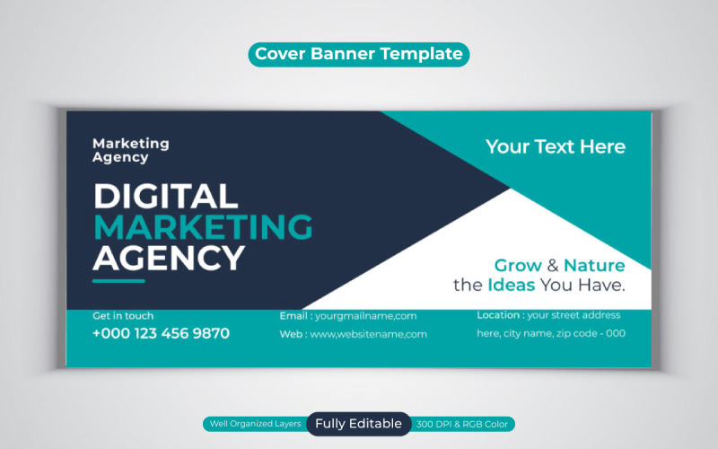 Professional Corporate Digital Marketing Agency Facebook Cover Vector Banner Design Social Media