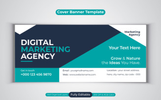 Professional Corporate Digital Marketing Agency Facebook Cover Vector Banner Template Design