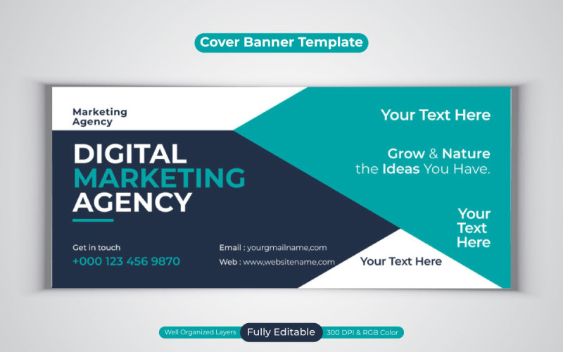 Professional Corporate Digital Marketing Agency Facebook Cover Vector Banner Social Media