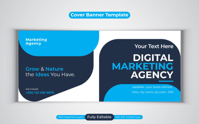 Professional Digital Marketing Agency Design For Facebook Cover Banner Social Media
