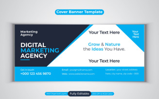 Professional Digital Marketing Agency Facebook Cover Banner Design Vector Template