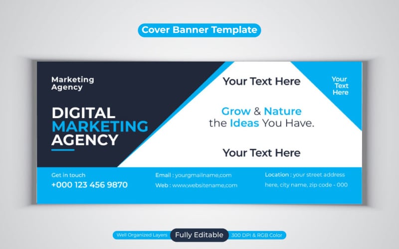 Professional Digital Marketing Agency Facebook Cover Banner Design Vector Template Social Media