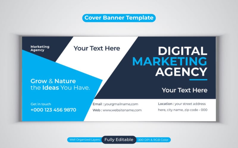 Professional Digital Marketing Agency Facebook Cover Banner Vector Design template Social Media