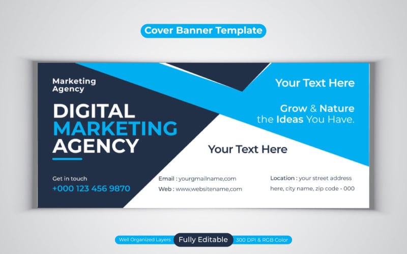 Professional Digital Marketing Agency Facebook Cover Banner Vector Design Social Media