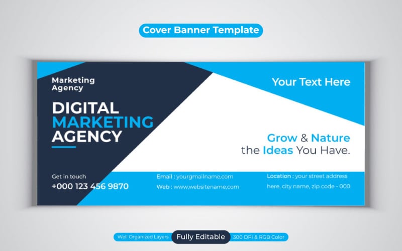 Professional Digital Marketing Agency Facebook Cover Banner Vector template Social Media