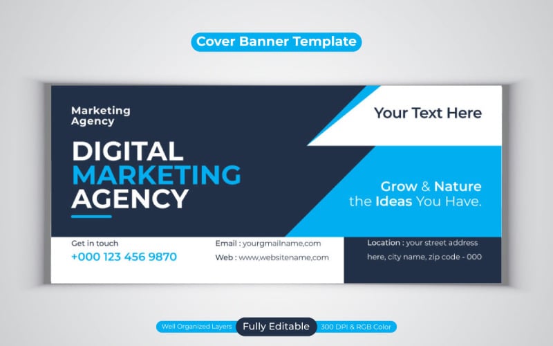 Professional Digital Marketing Agency Facebook Cover Vector Banner Design Social Media
