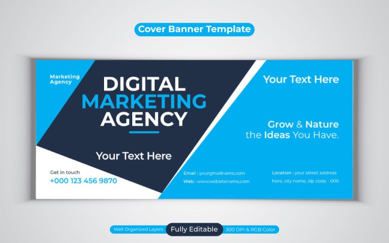 Professional Digital Marketing Agency Facebook Cover Vector Banner Social Media