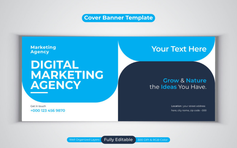 Professional Digital Marketing Agency For Facebook Cover Banner Vector Design Social Media