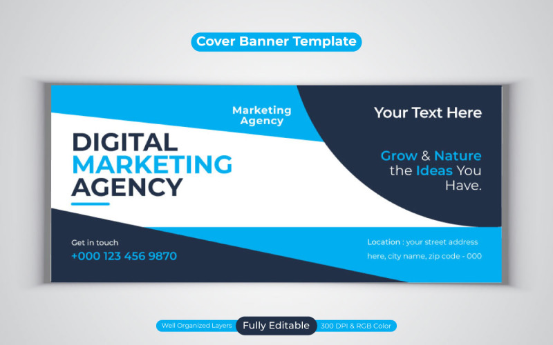 Professional Digital Marketing Agency For Facebook Cover Vector Banner Design Template Social Media