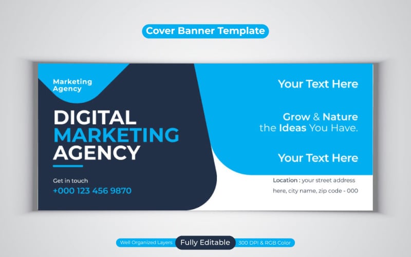 Professional Digital Marketing Agency For Facebook Cover Vector Banner Design Social Media