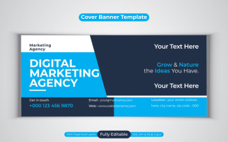 Professional Digital Marketing Agency For Facebook Cover Vector Banner Template