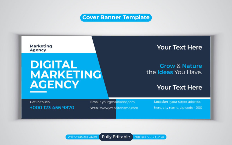 Professional Digital Marketing Agency For Facebook Cover Vector Banner Template Social Media