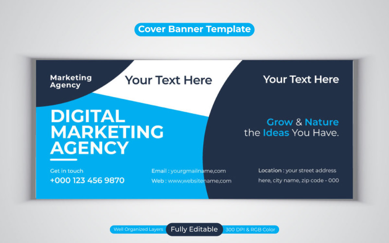 Professional Digital Marketing Agency For Facebook Cover Vector Banner Social Media