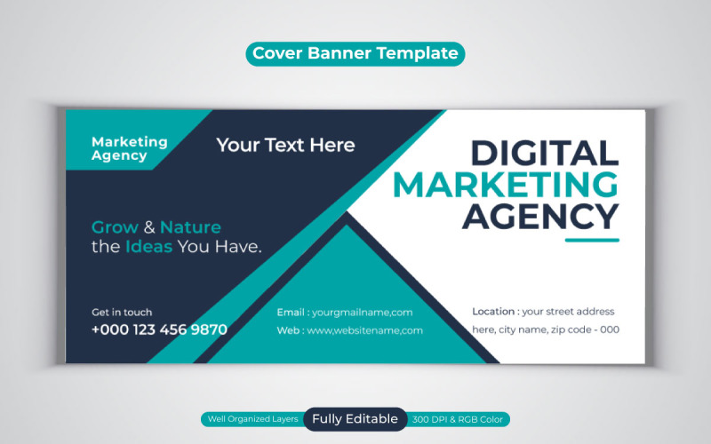 Professional Digital Marketing Agency Social Media Banner For Facebook Cover Template Design