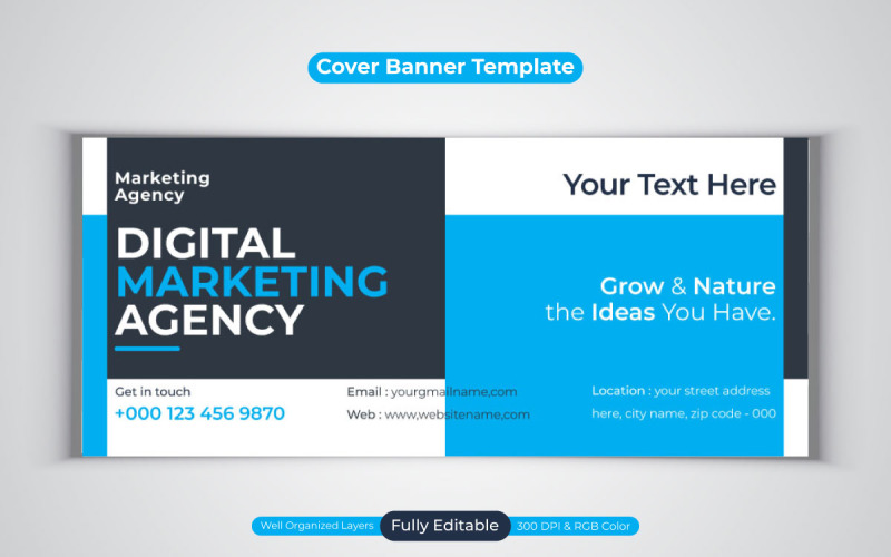 Professional Digital Marketing Agency Vector Design For Facebook Cover Banner Social Media