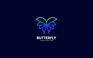 Butterfly Gradient Line Art Logo Template