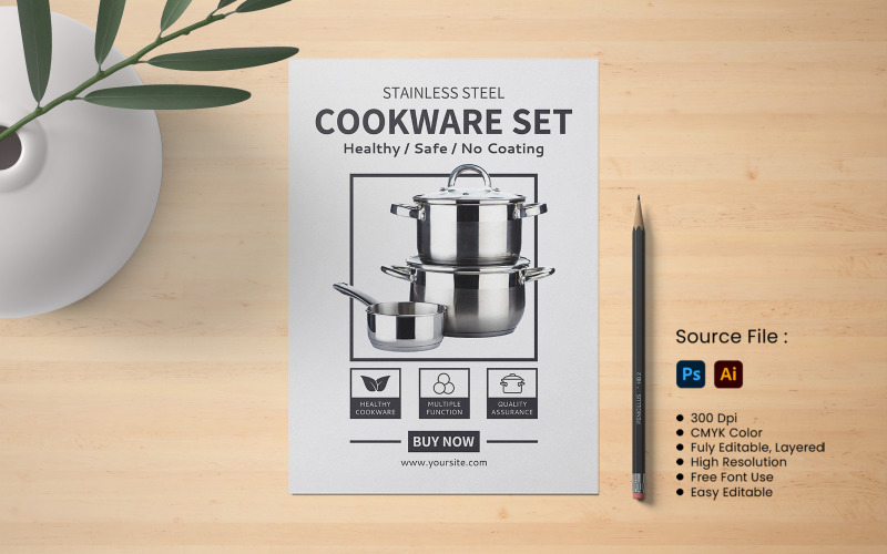 Cookware Set Flyer Template Corporate Identity