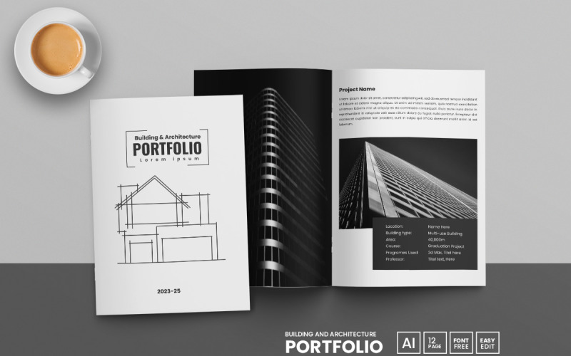 Minimal Architecture portfolio template and brochure layout Corporate Identity