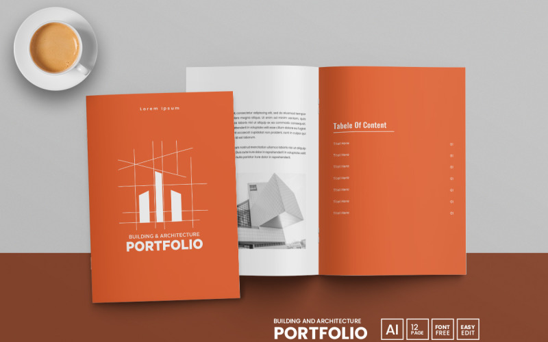 Minimal architecture portfolio template design and Interior design portfolio or real estate brochure Corporate Identity