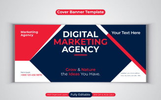 New Professional Digital Marketing Agency Social Media Banner Template For Facebook Cover Design