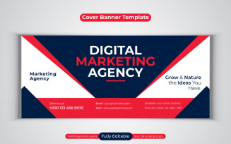 Professional New Digital Marketing Agency Social Media Banner Design Template For Facebook Cover