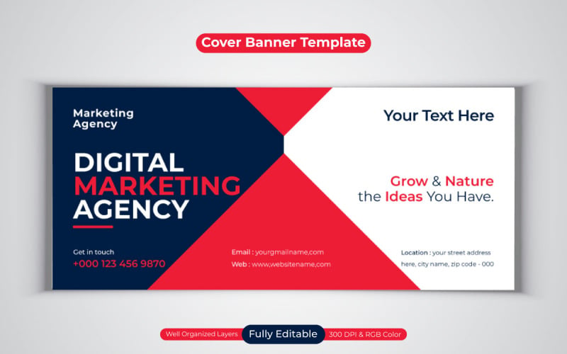 Professional New Digital Marketing Agency Social Media Banner For Facebook Cover Design