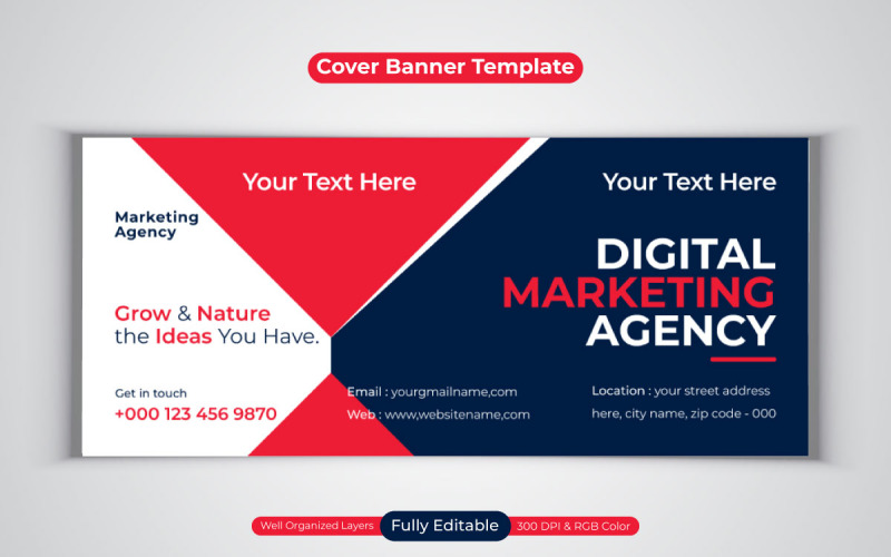 Professional New Digital Marketing Agency Social Media Banner For Facebook Cover