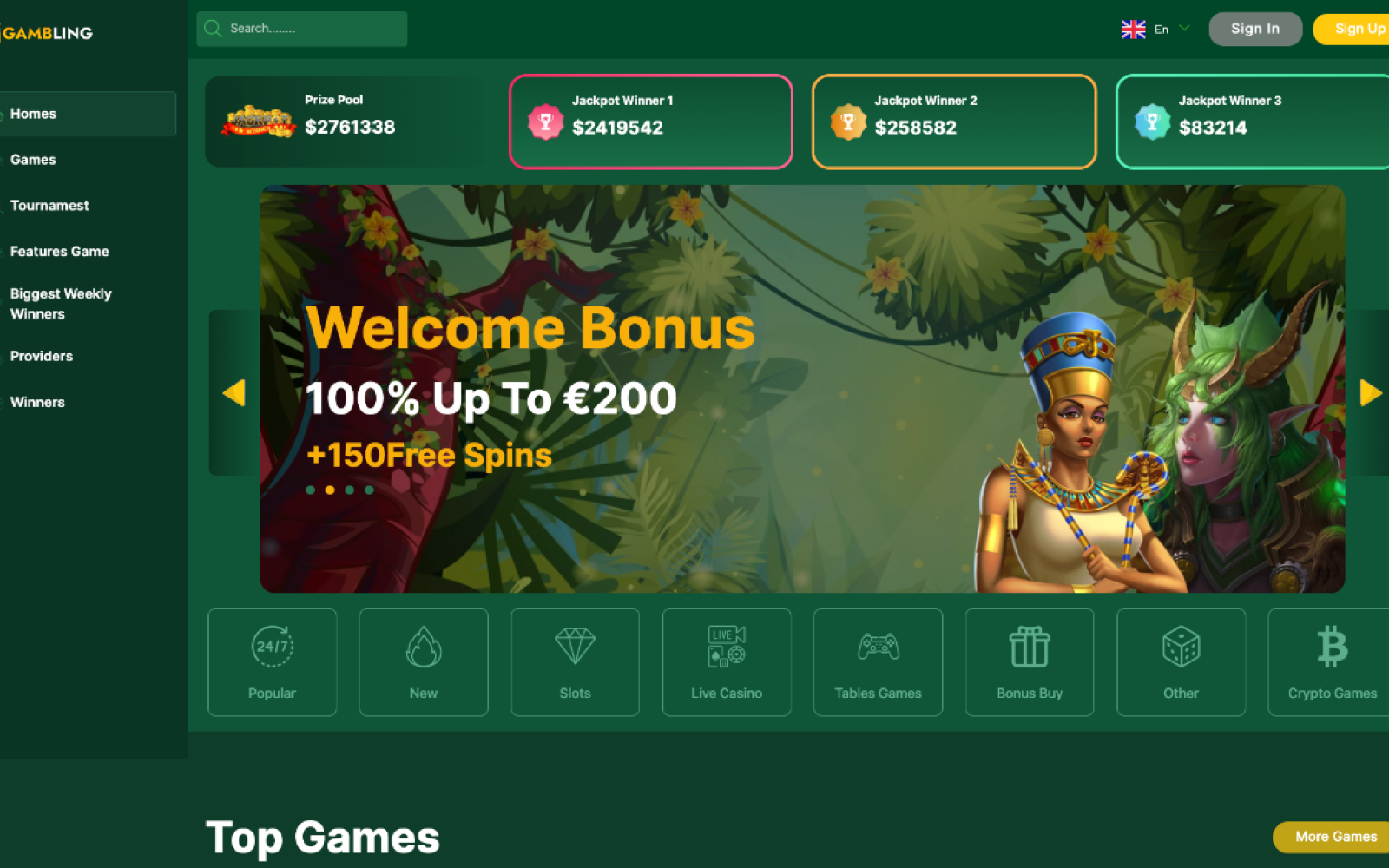Gambling - Bets & Sports HTML Landing Page Template