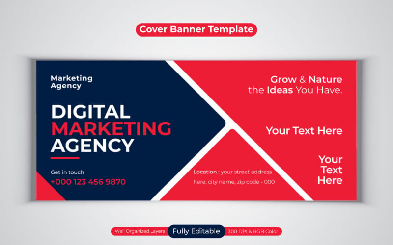 Professional Digital Marketing Agency Business Banner Template For Facebook Cover Social Media